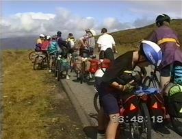 The group takes a snack break on the mainland